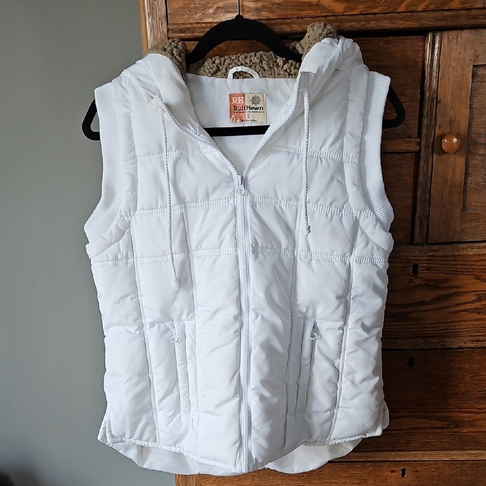 ❄️ Ruff Hewn White Vest With Fleece Lined Hood Size S